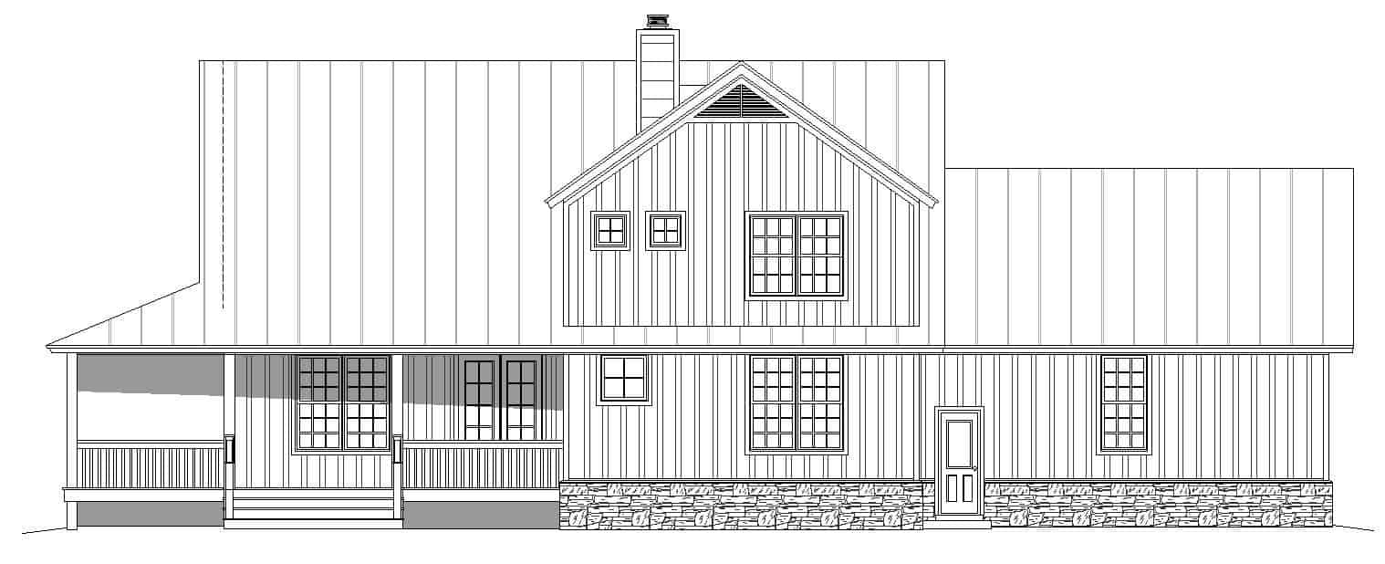 Home Plan Rear Elevation of this 2-Bedroom,2400 Sq Ft Plan -196-1254