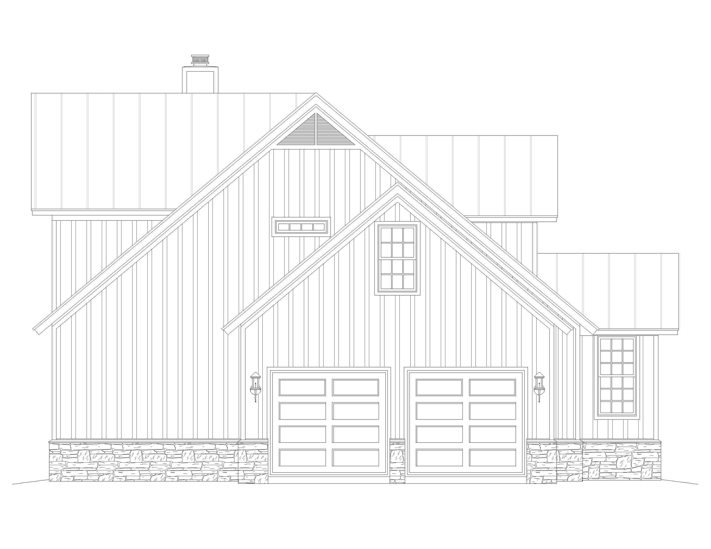 Home Plan Right Elevation of this 2-Bedroom,2400 Sq Ft Plan -196-1254