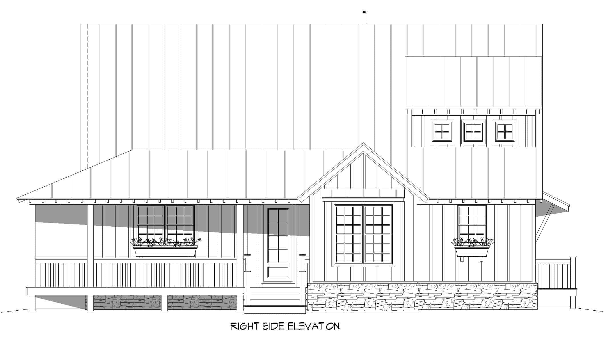 Home Plan Right Elevation of this 3-Bedroom,2200 Sq Ft Plan -196-1255