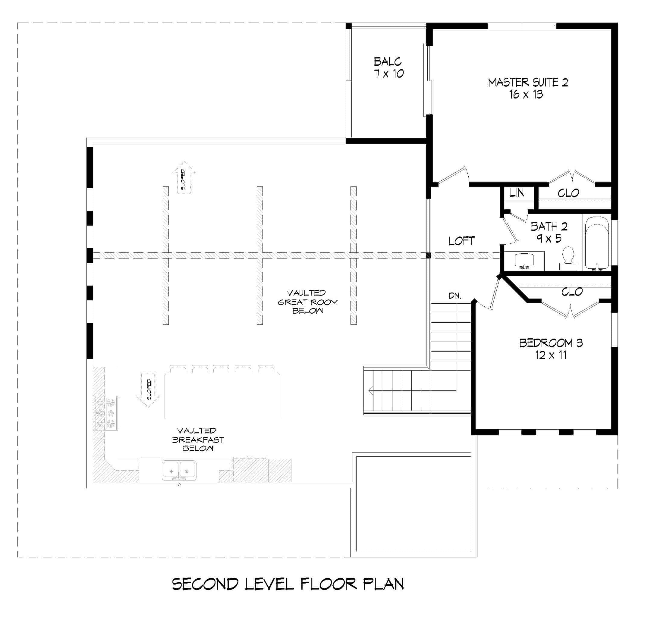 Upper Level of Farmhouse Plan #196-1255