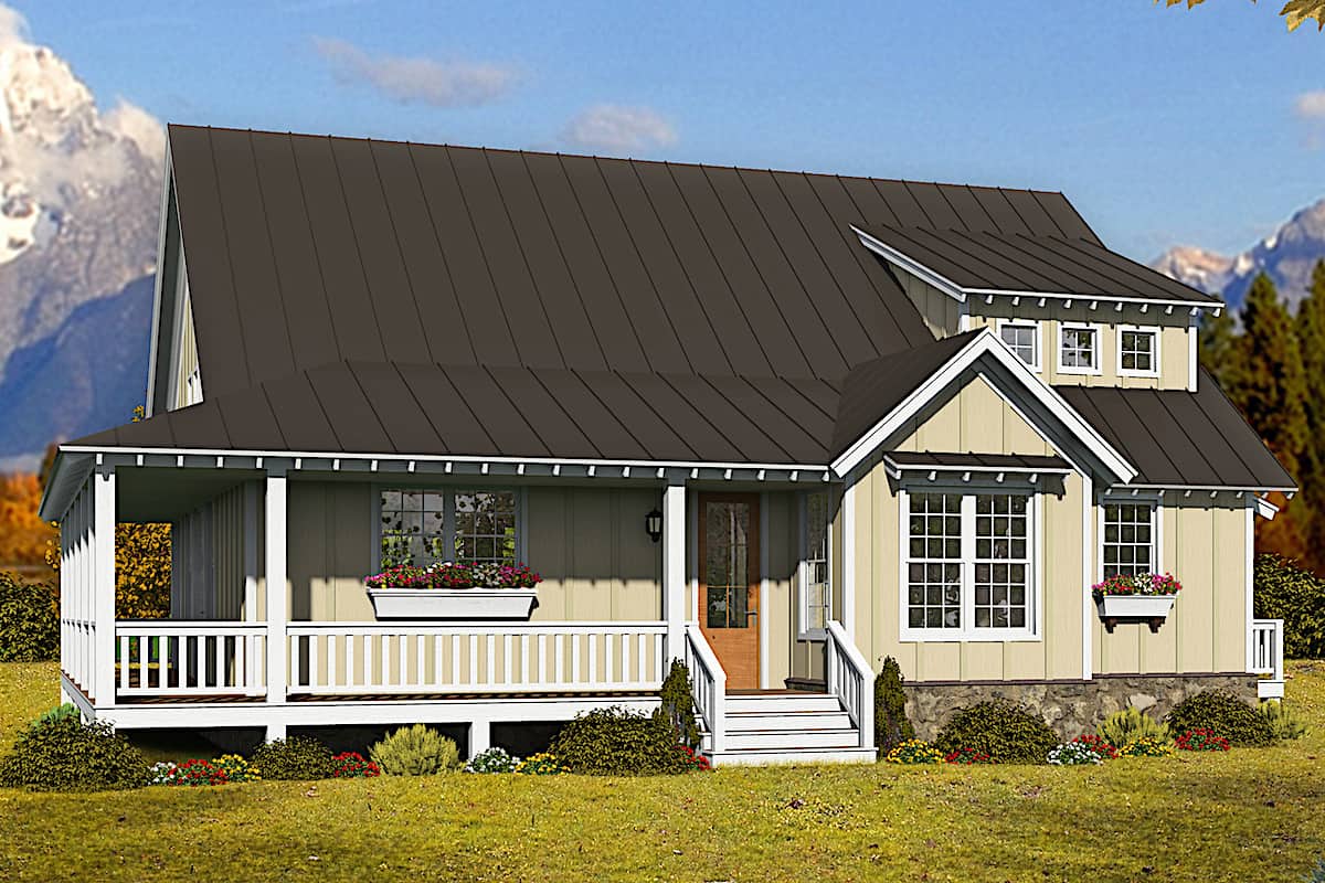 Cottage style farmhouse (ThePlanCollection: Plan #196-1255)