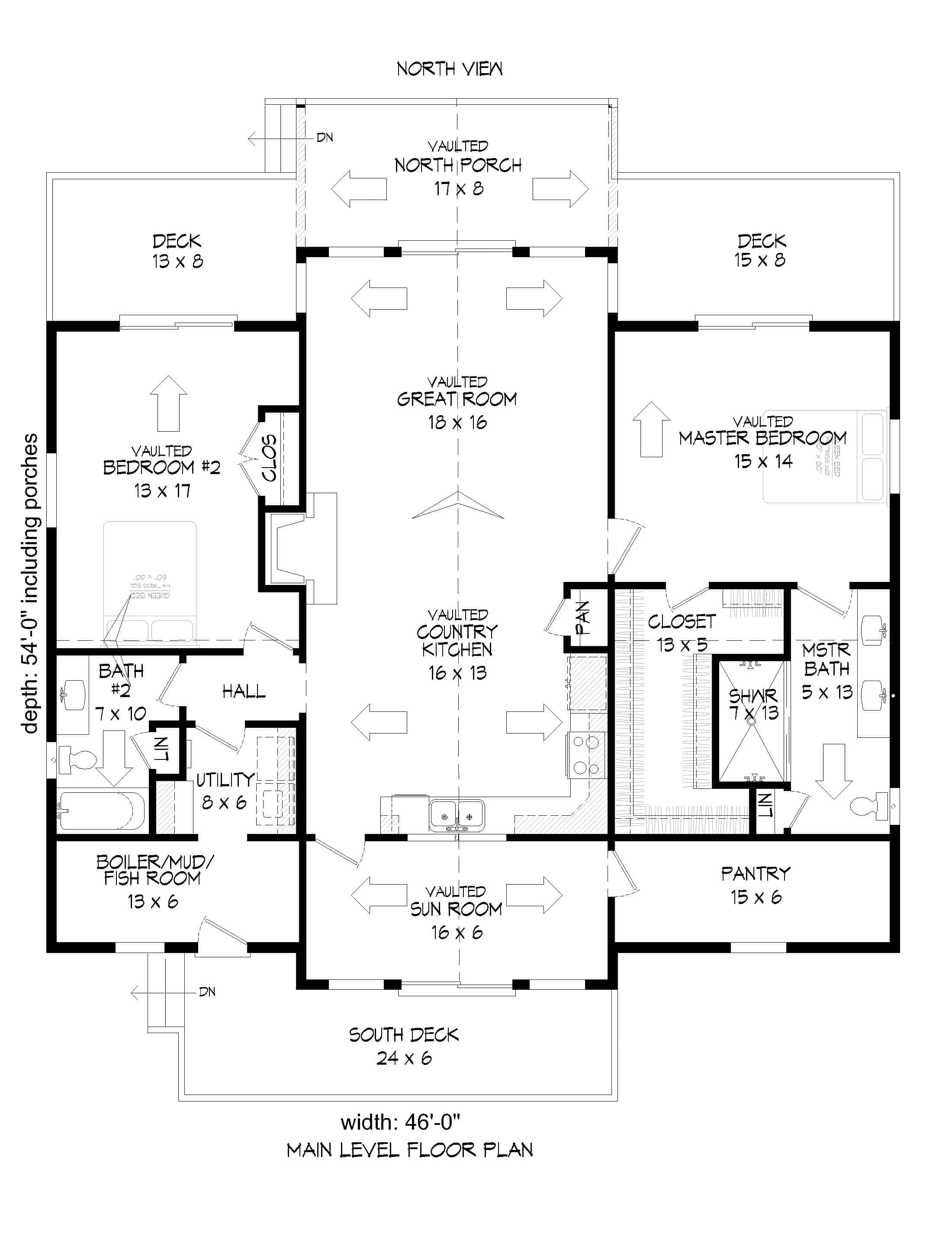 Main Level of Ranch Plan #196-1258