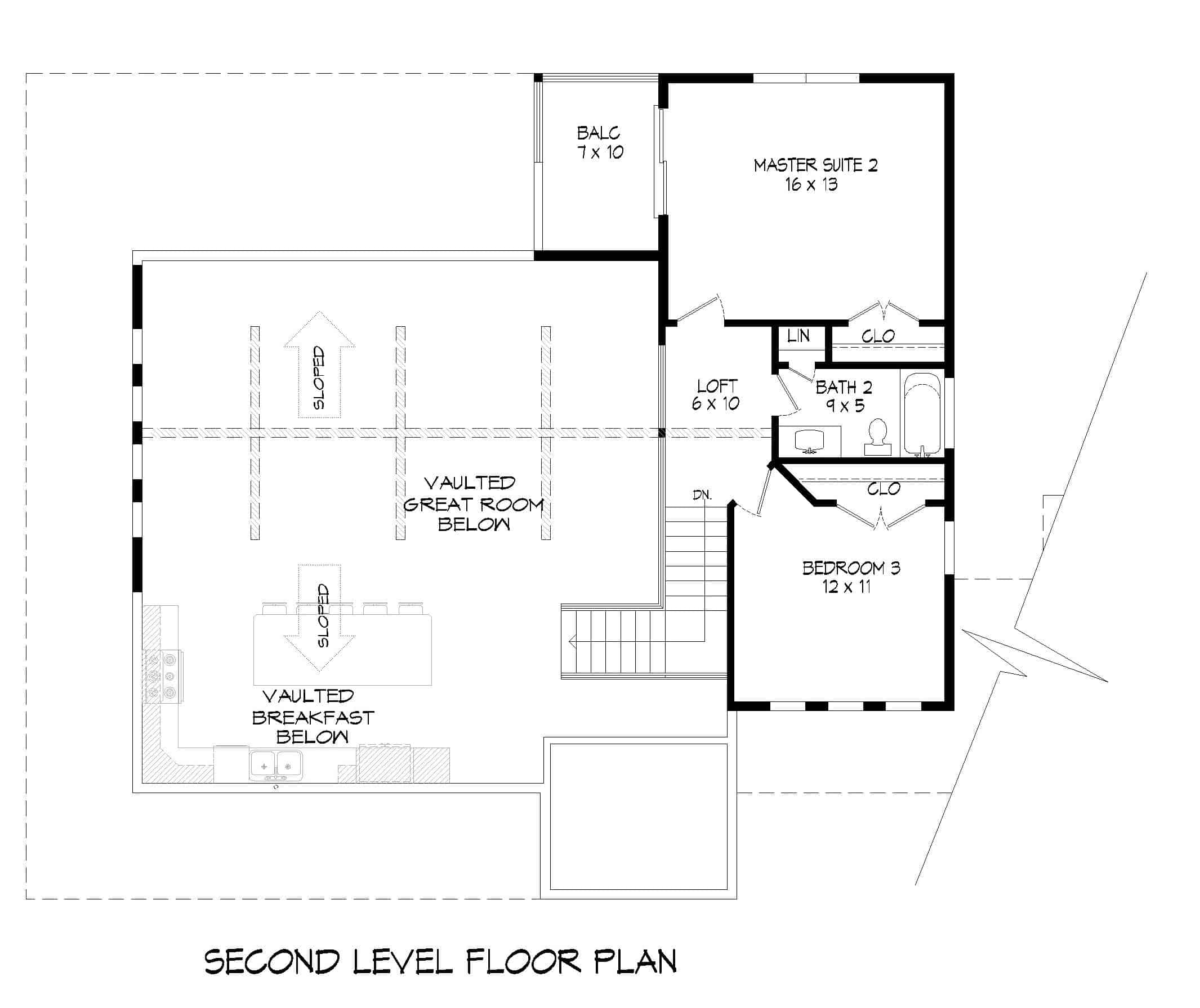 Upper Level of Contemporary Plan #196-1259