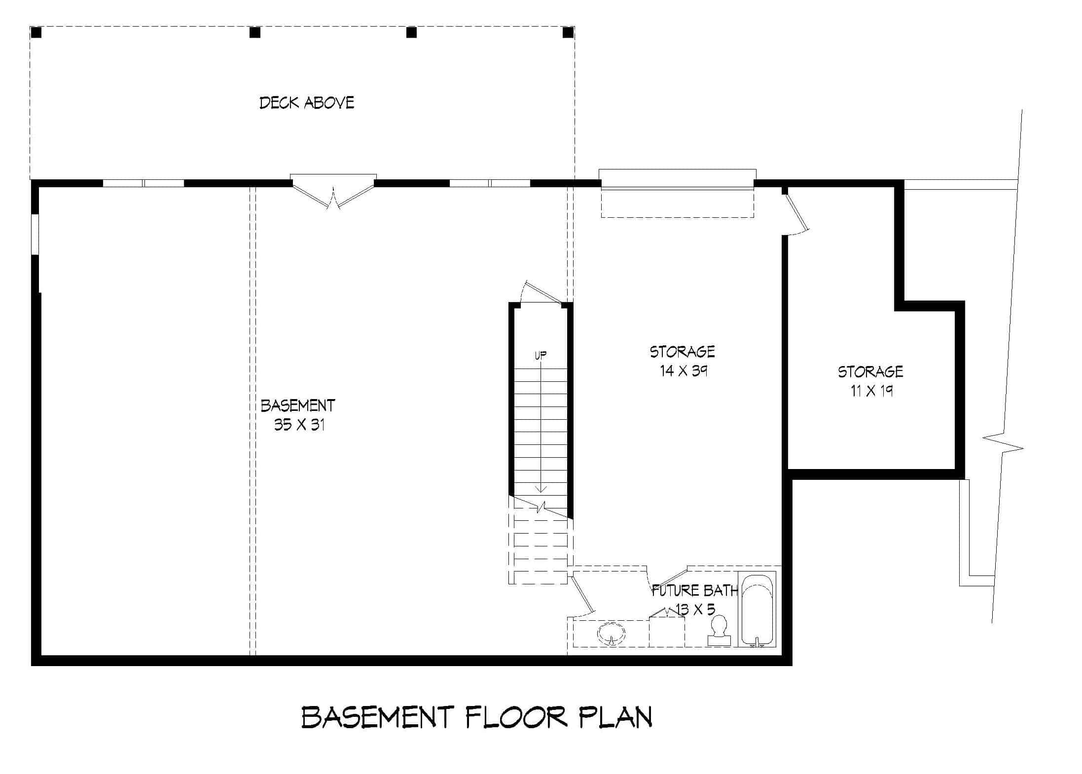 Basement of Ranch Plan #196-1260