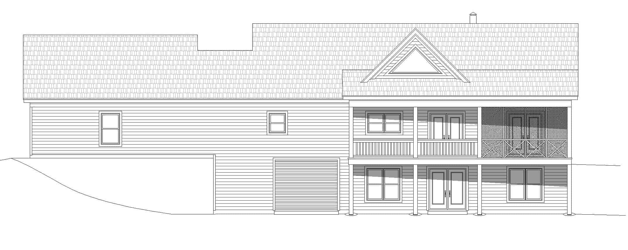 Home Plan Rear Elevation of this 2-Bedroom,1787 Sq Ft Plan -196-1260