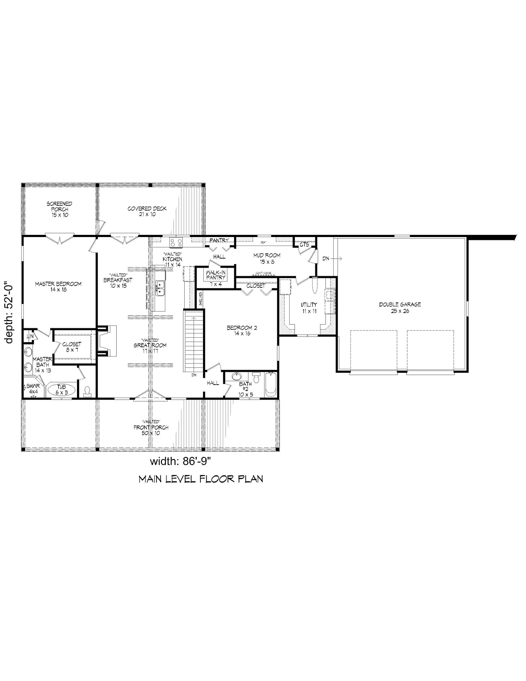 Main Level of Ranch Plan #196-1260