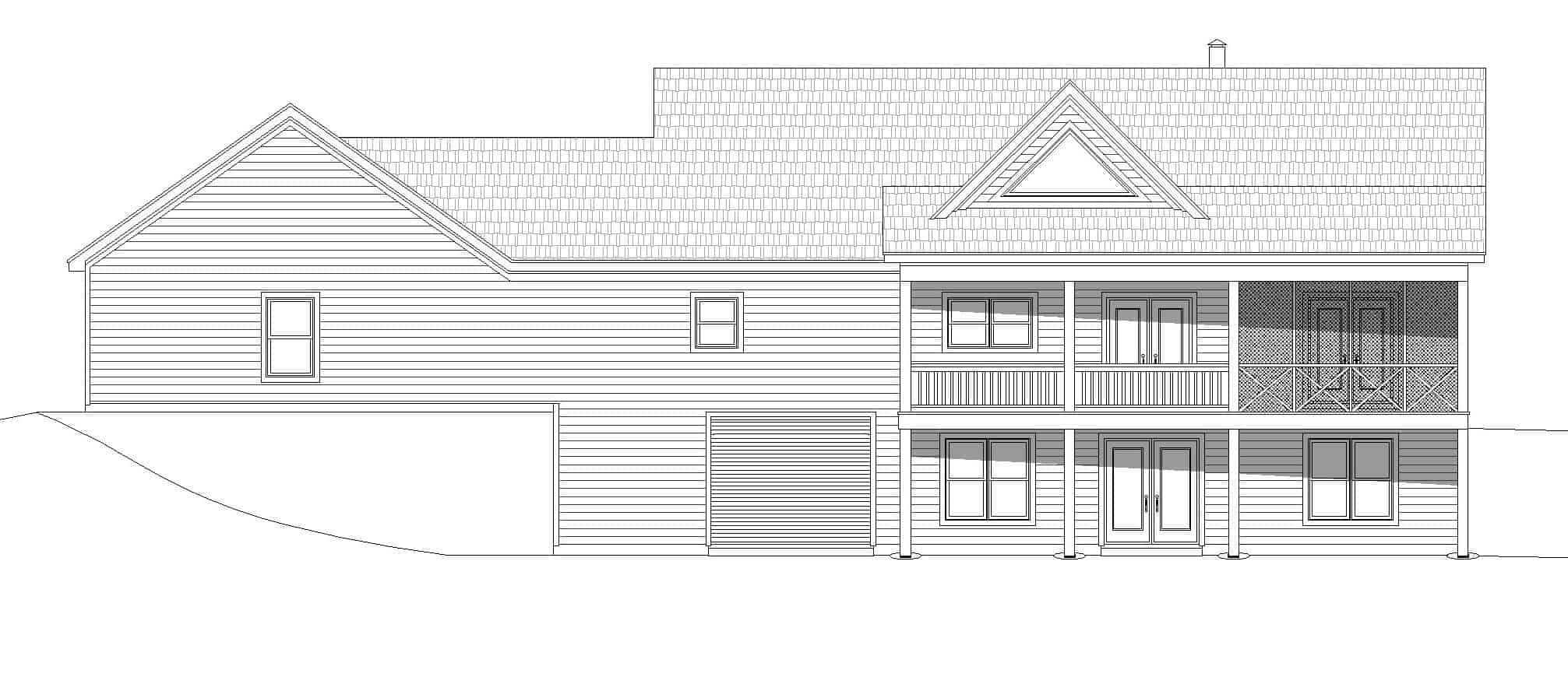 Home Plan Rear Elevation of this 2-Bedroom,1787 Sq Ft Plan -196-1261