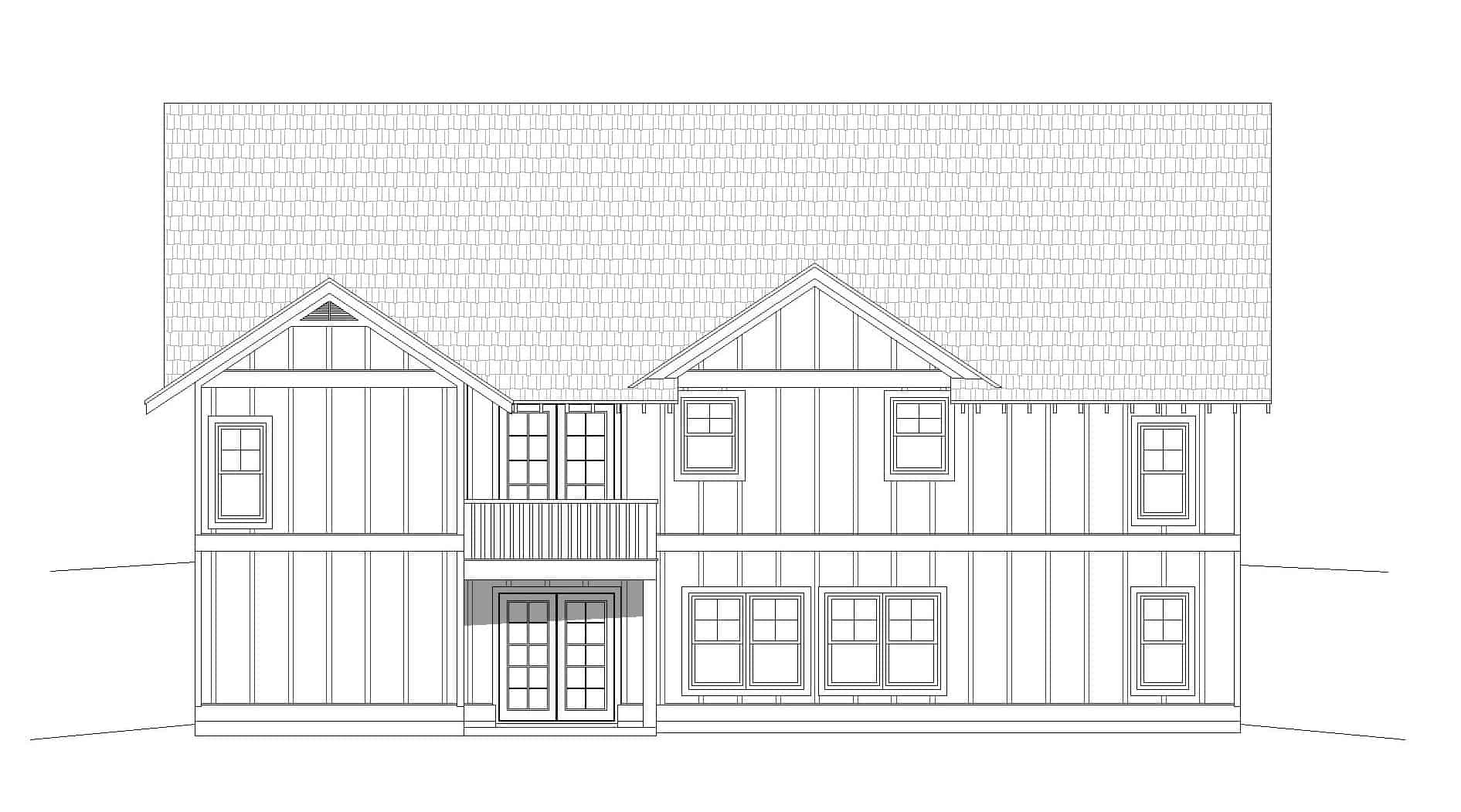 Home Plan Rear Elevation of this 3-Bedroom,2174 Sq Ft Plan -196-1262