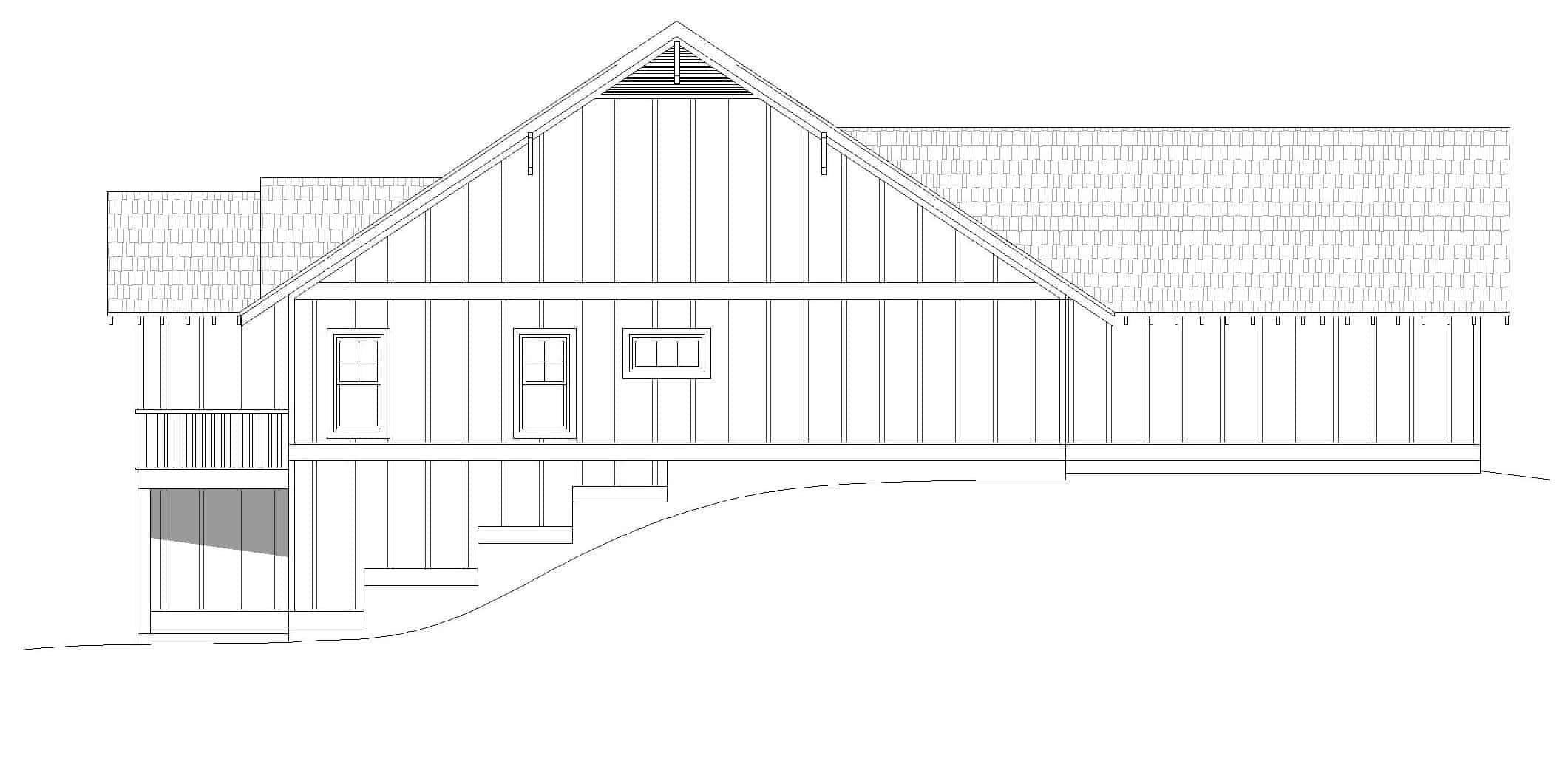 Home Plan Left Elevation of this 3-Bedroom,2174 Sq Ft Plan -196-1262