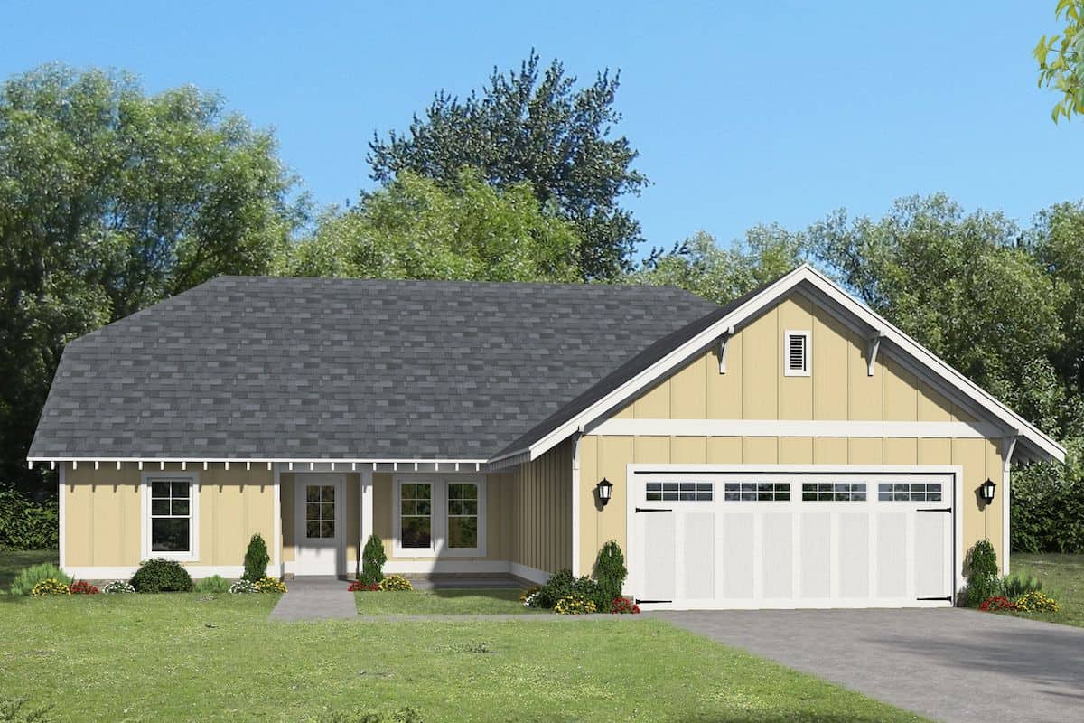 Ranch style house (ThePlanCollection: Plan #196-1262)