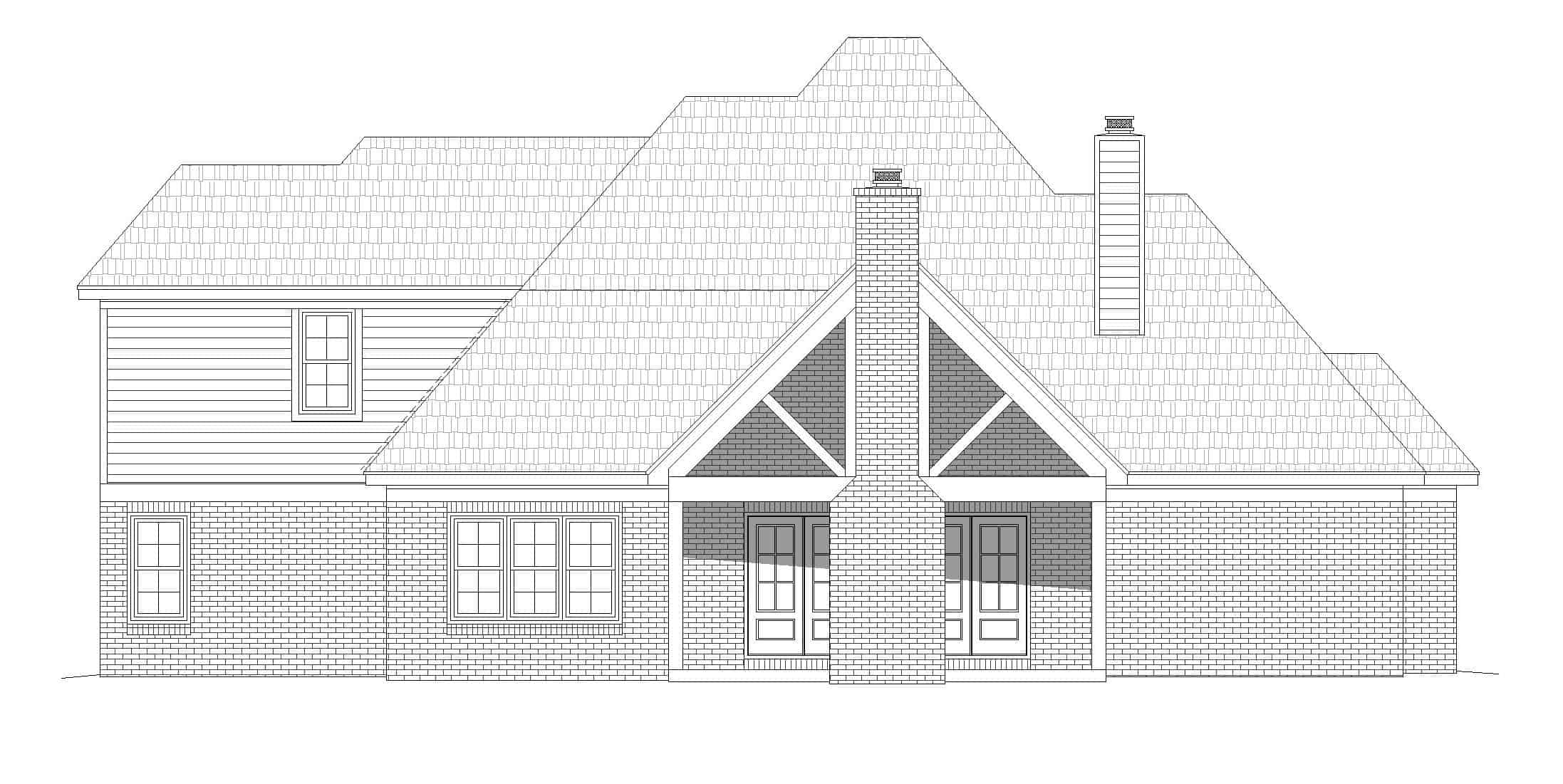 Home Plan Rear Elevation of this 4-Bedroom,3372 Sq Ft Plan -196-1263