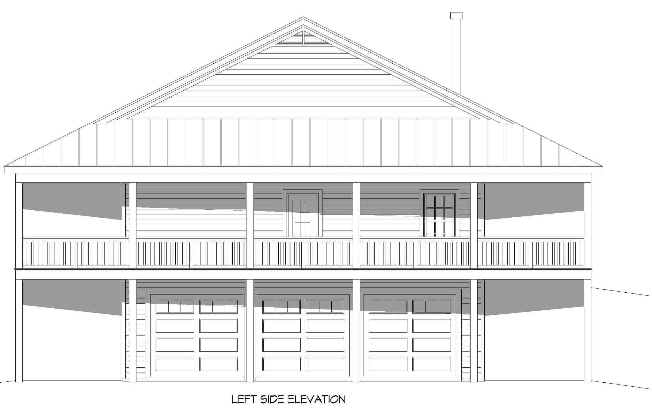 Home Plan Left Elevation of this 4-Bedroom,3786 Sq Ft Plan -196-1264