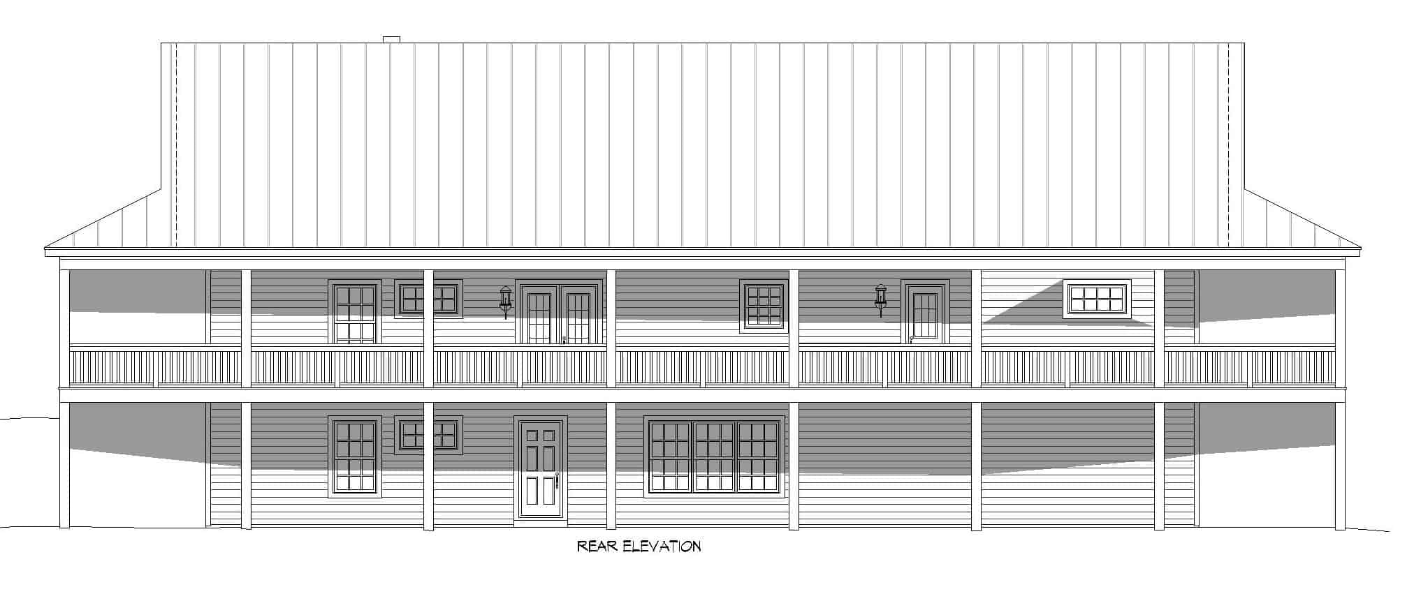 Home Plan Rear Elevation of this 4-Bedroom,3786 Sq Ft Plan -196-1264