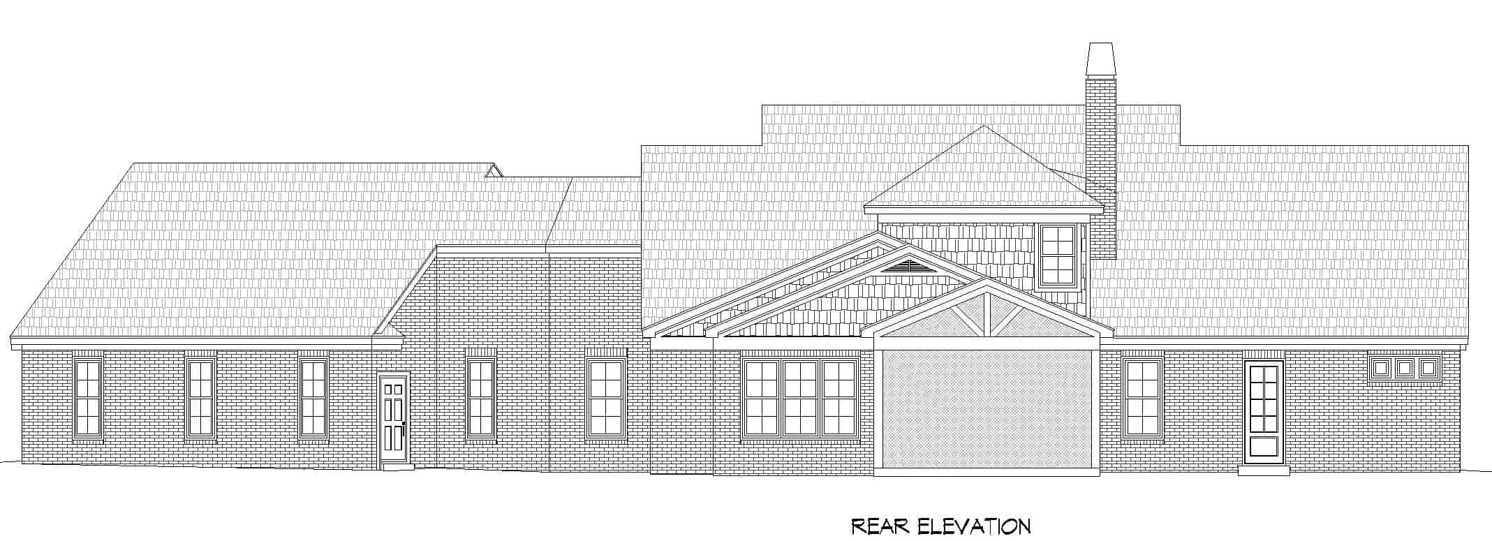 Home Plan Rear Elevation of this 3-Bedroom,3510 Sq Ft Plan -196-1265