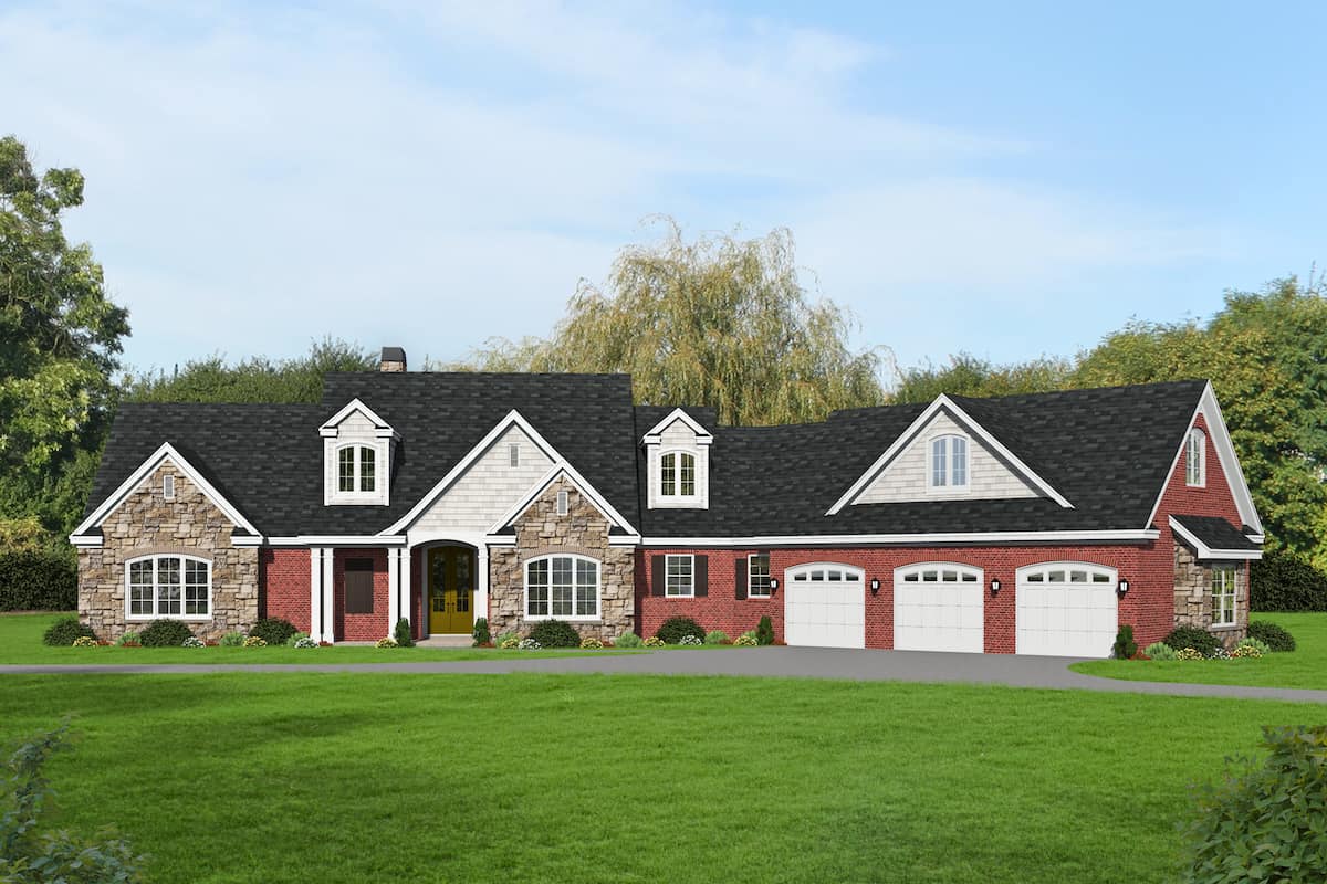 Front View of this 3-Bedroom, 3510 Sq Ft Plan - 196-1265