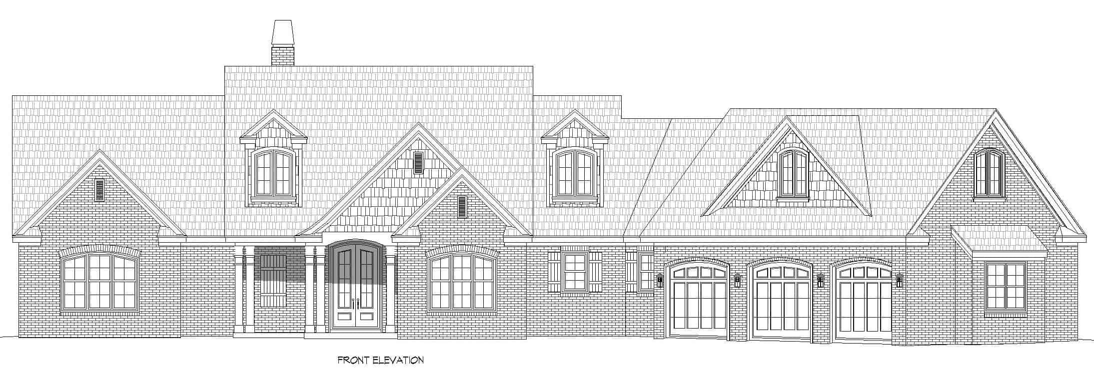 Home Plan Front Elevation of this 3-Bedroom,3510 Sq Ft Plan -196-1265