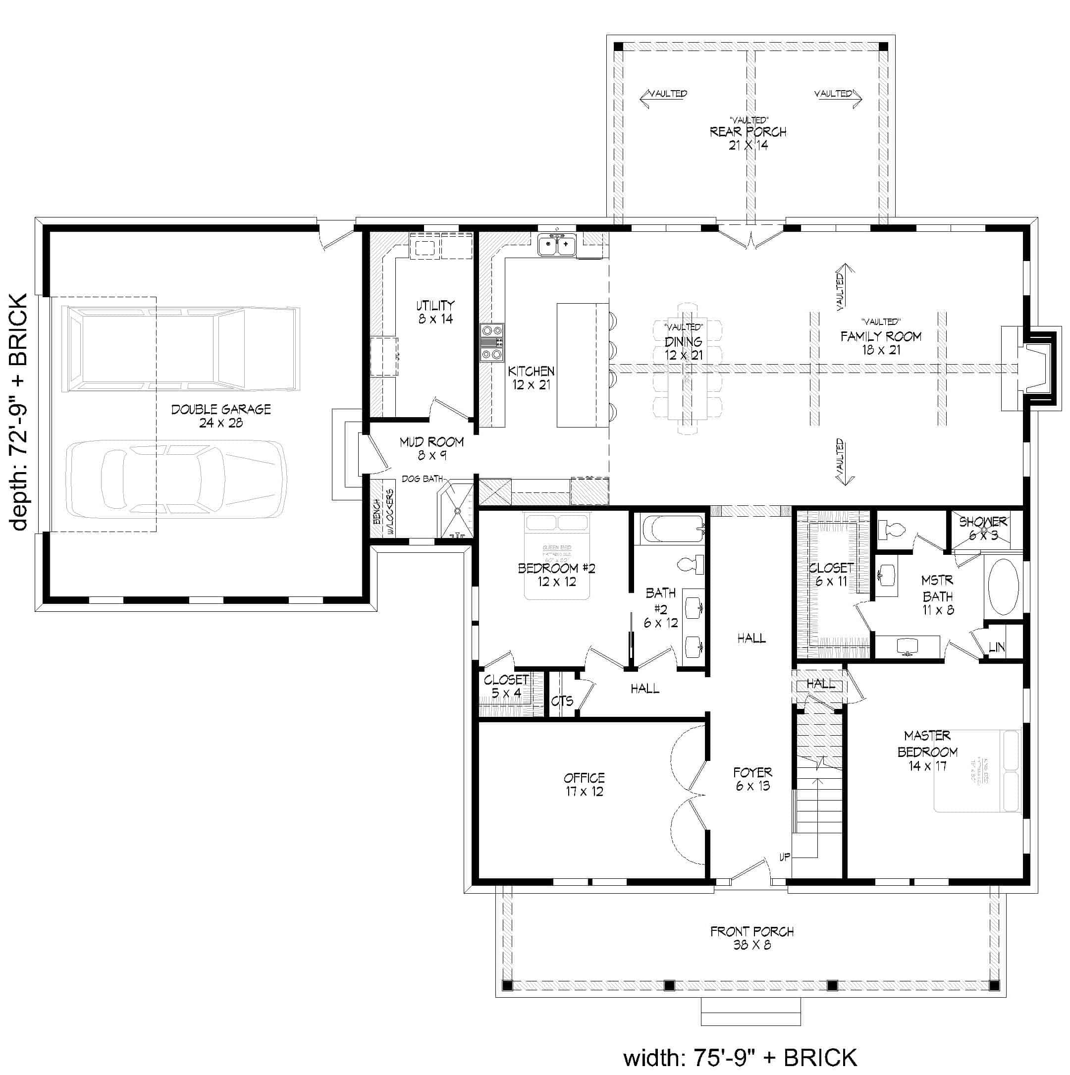Main Level of Ranch Plan #196-1267