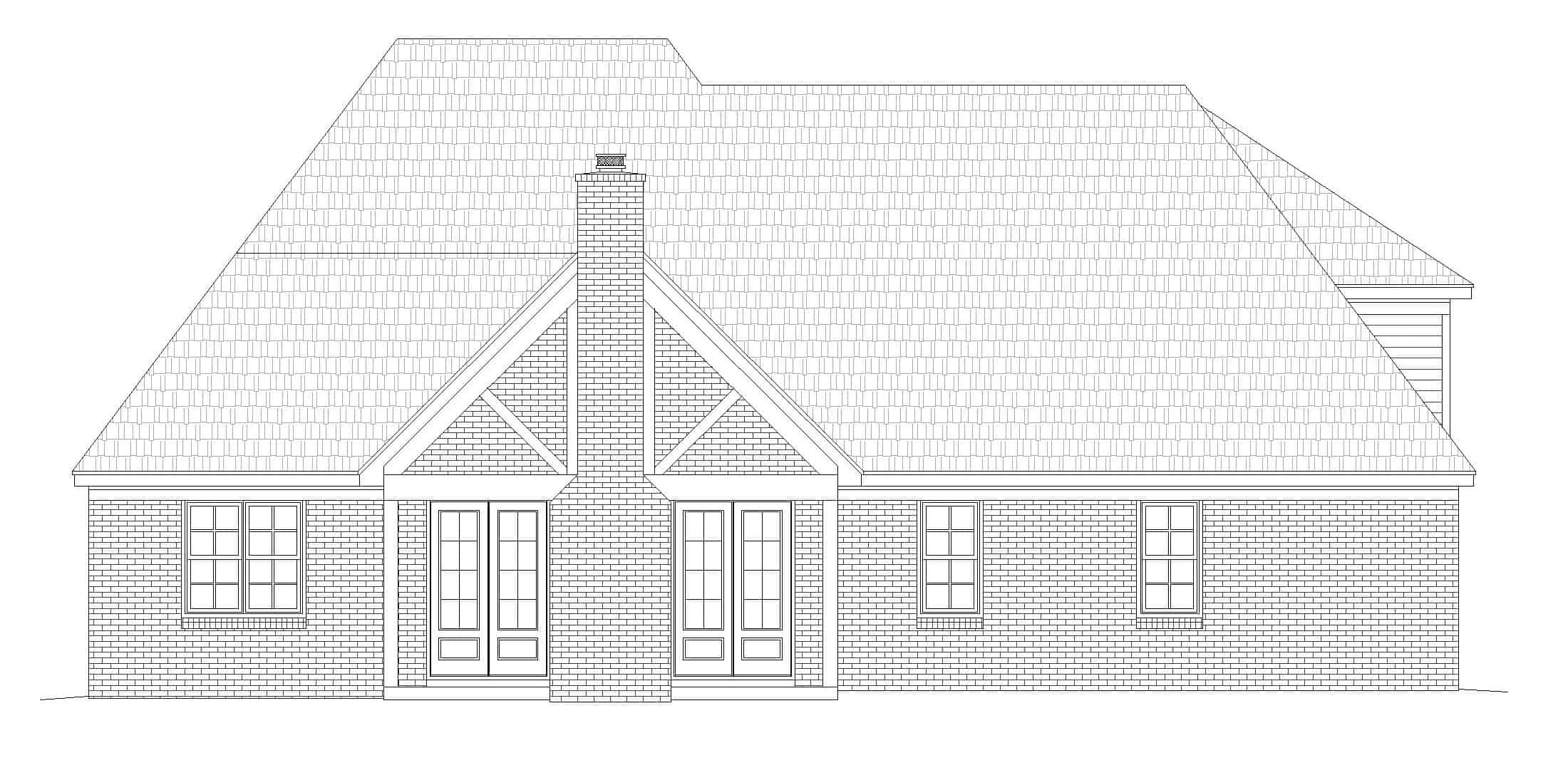 Home Plan Rear Elevation of this 5-Bedroom,3781 Sq Ft Plan -196-1268