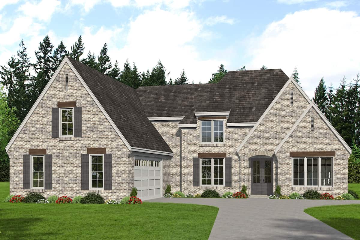French Country home (ThePlanCollection: Plan #196-1268)