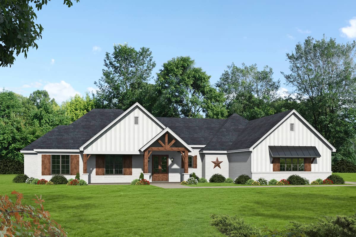 Contemporary Ranch home (ThePlanCollection: Plan #196-1270)