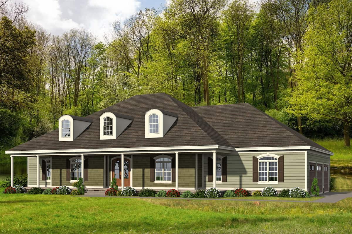 Ranch style house (ThePlanCollection: Plan #196-1271)