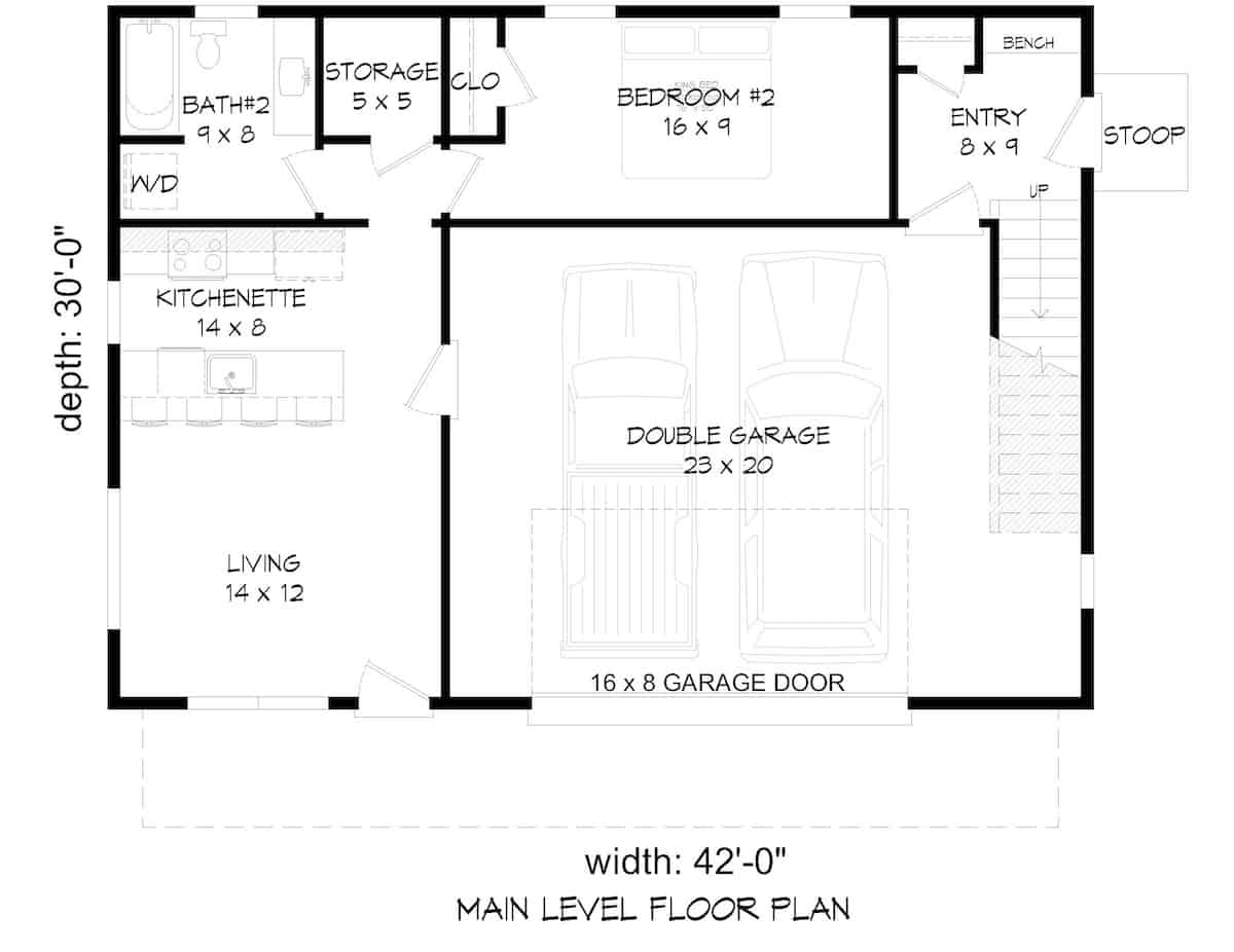 Main Level of Contemporary Plan #196-1274