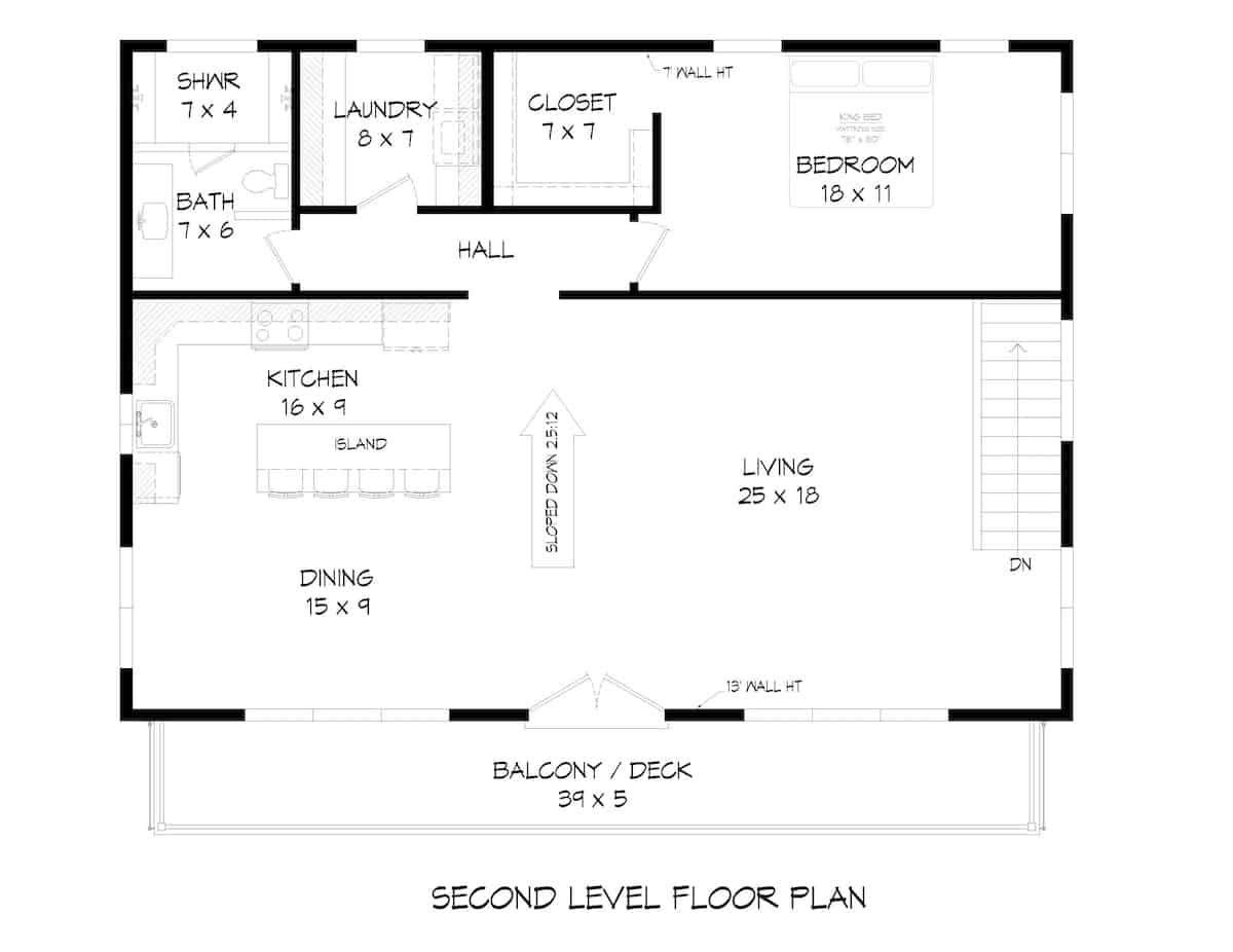 Upper Level of Contemporary Plan #196-1274