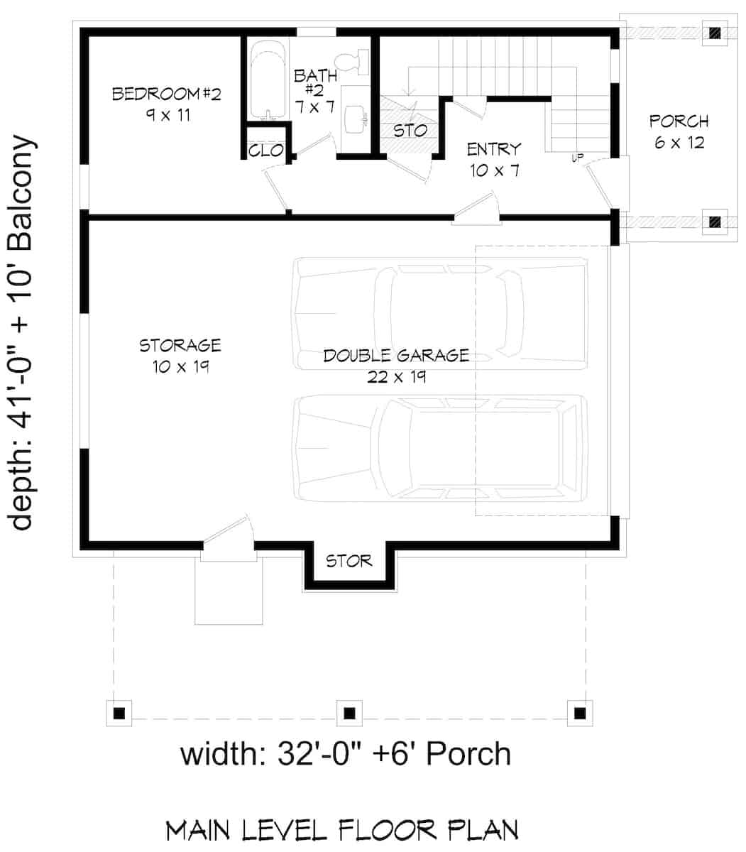 Main Level of Contemporary Plan #196-1275