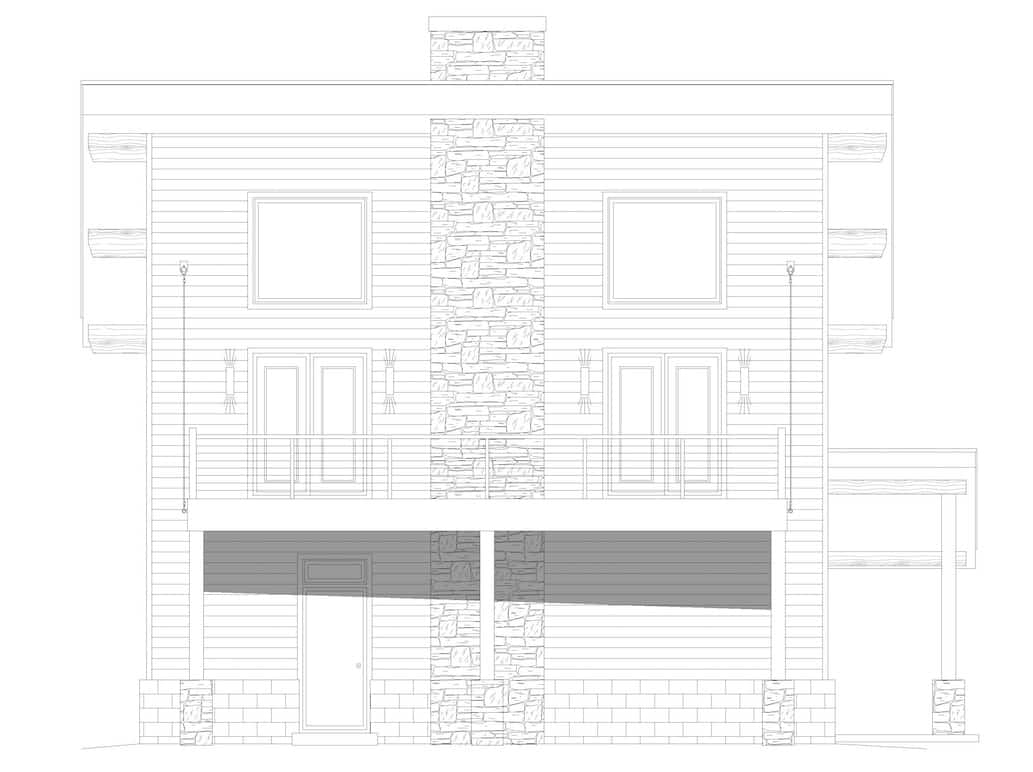 Home Plan Front Elevation of this 2-Bedroom,1571 Sq Ft Plan -196-1275