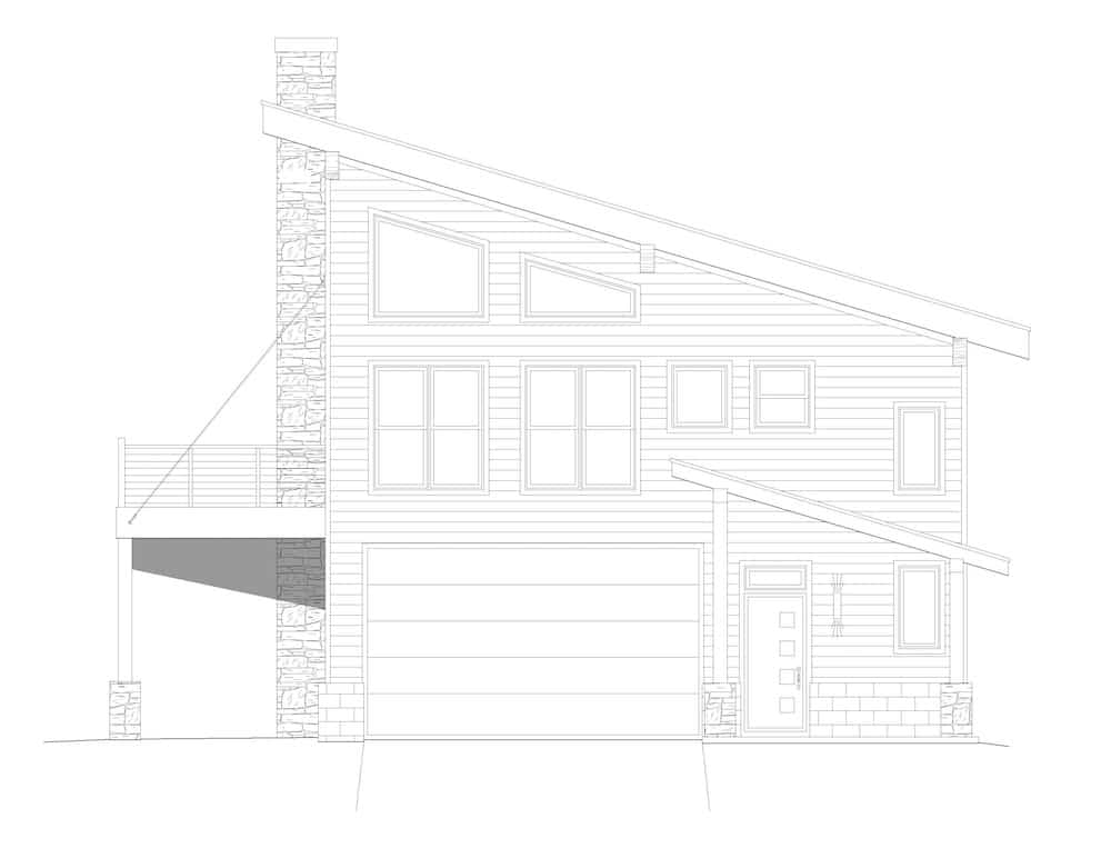 Home Plan Right Elevation of this 2-Bedroom,1571 Sq Ft Plan -196-1275