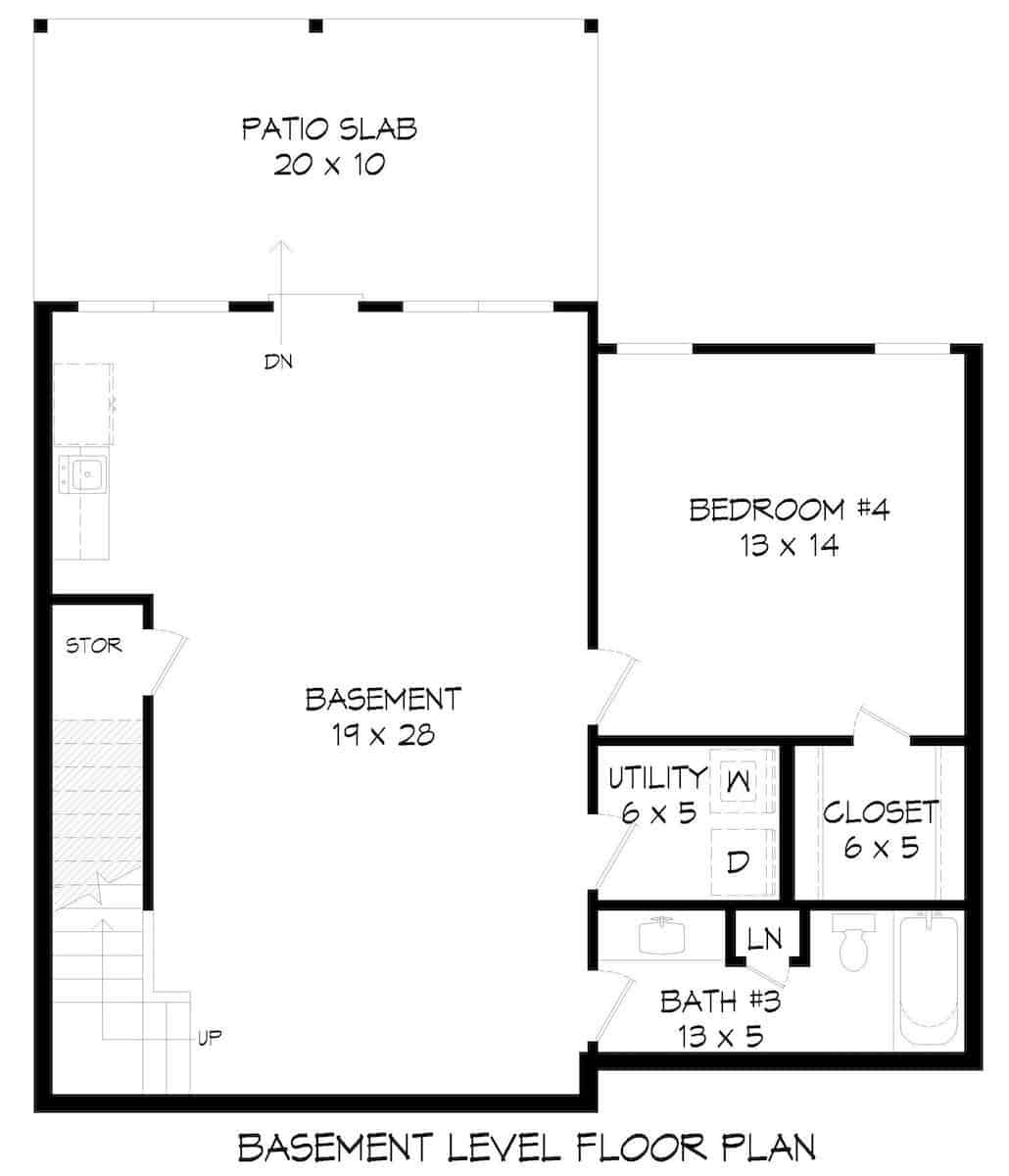 Basement of Farmhouse Plan #196-1276