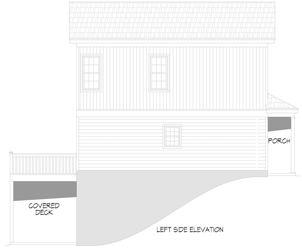 Home Plan Left Elevation of this 4-Bedroom,1840 Sq Ft Plan -196-1276