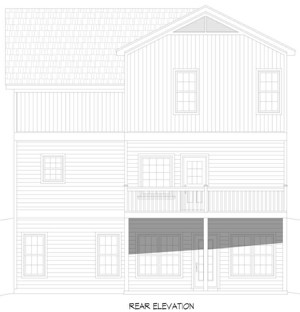 Home Plan Rear Elevation of this 4-Bedroom,1840 Sq Ft Plan -196-1276