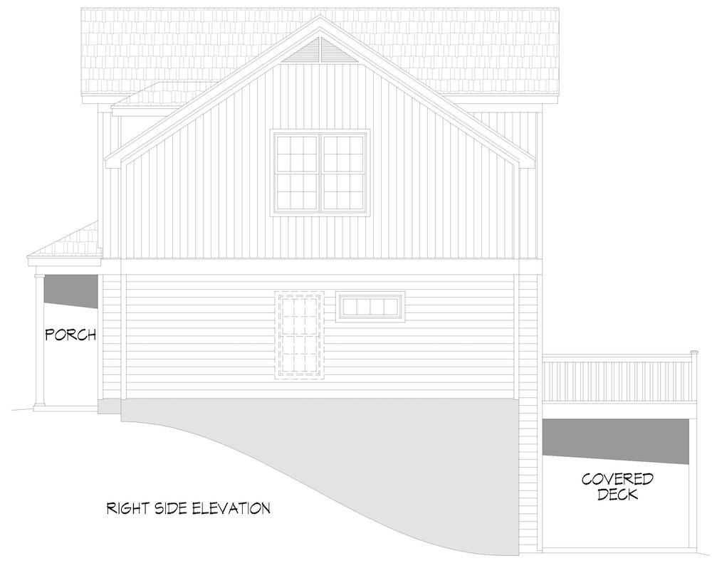Home Plan Right Elevation of this 4-Bedroom,1840 Sq Ft Plan -196-1276