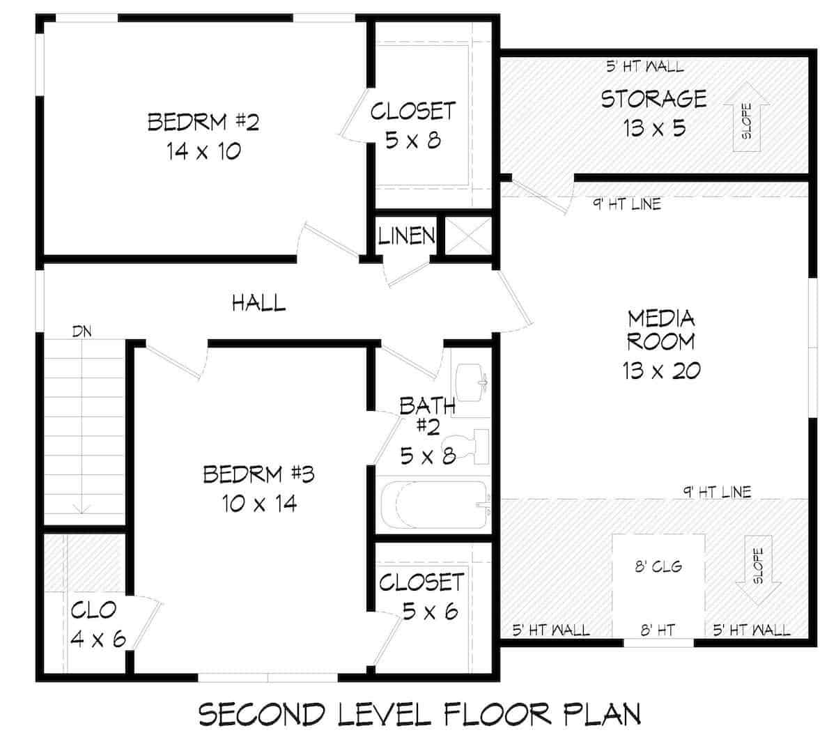 Upper Level of Farmhouse Plan #196-1276