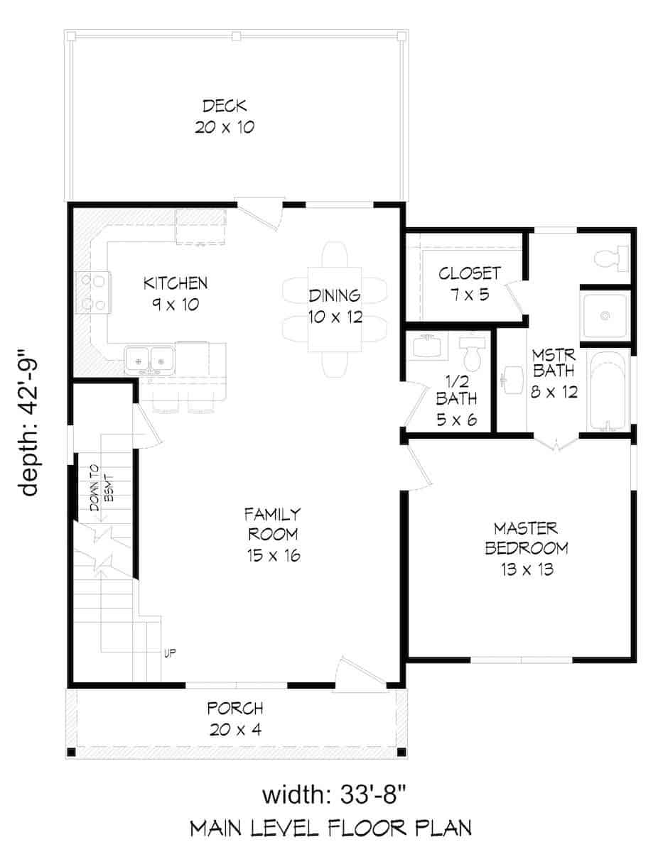 Main Level of Farmhouse Plan #196-1276