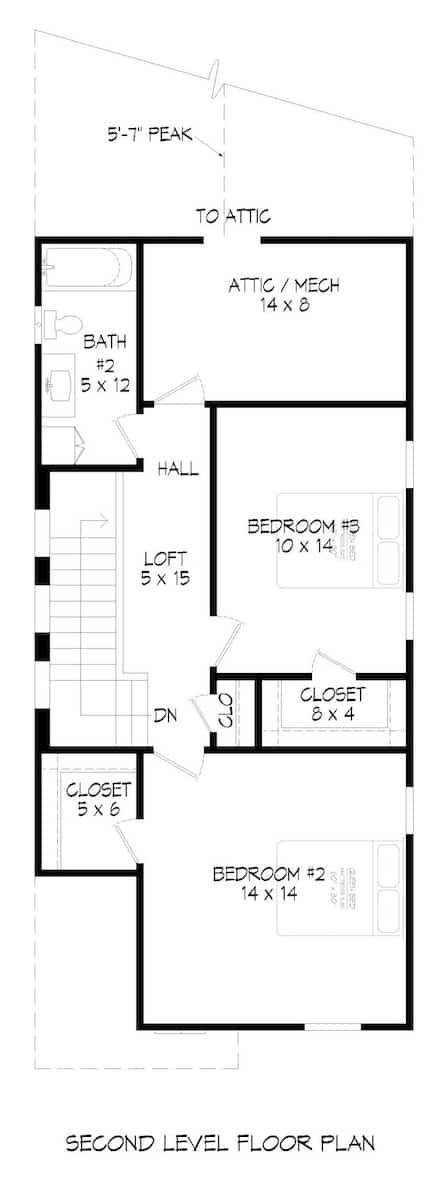Upper Level of Farmhouse Plan #196-1279
