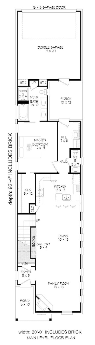 Main Level of Farmhouse Plan #196-1279