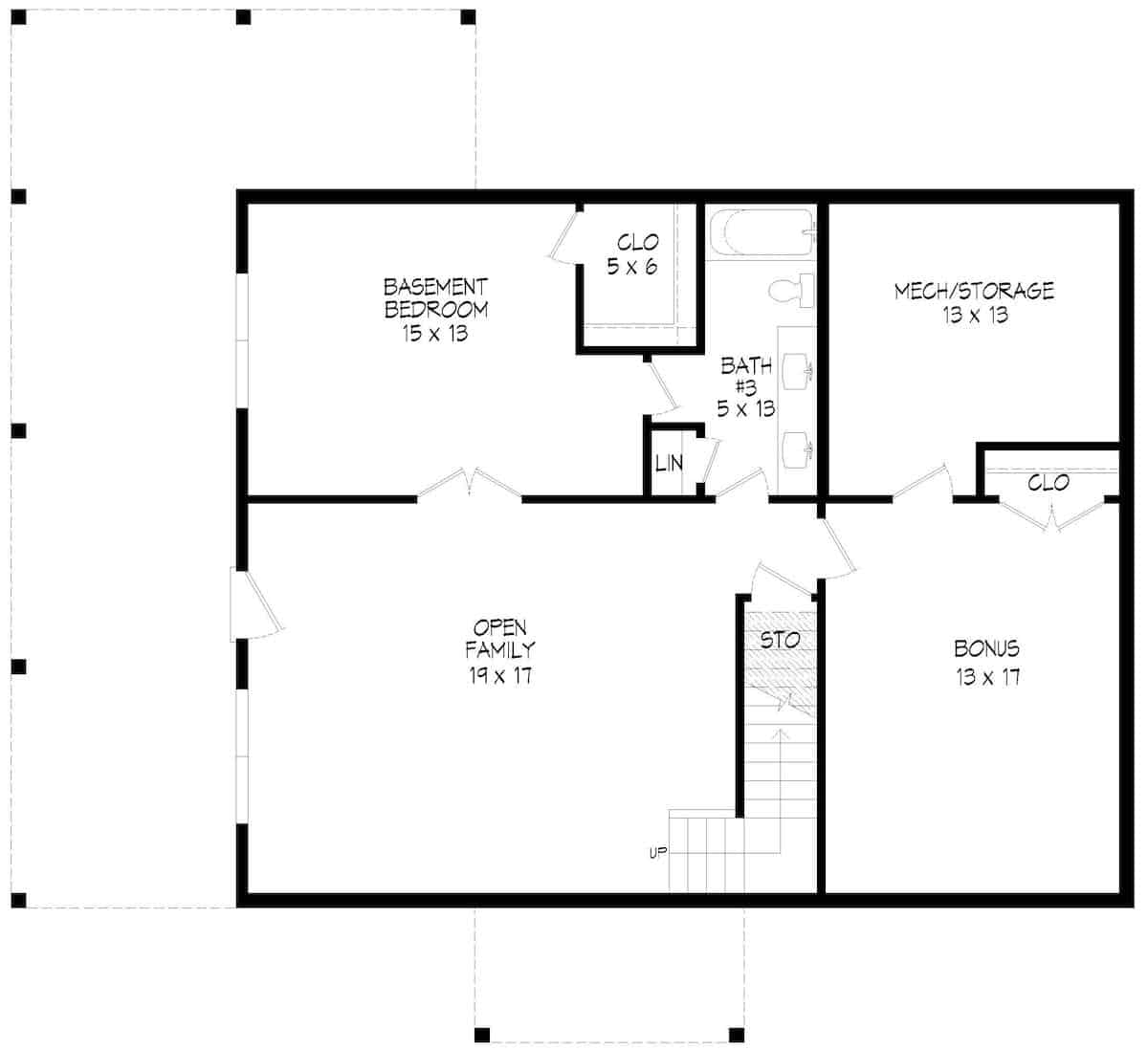 Basement of A Frame Plan #196-1281
