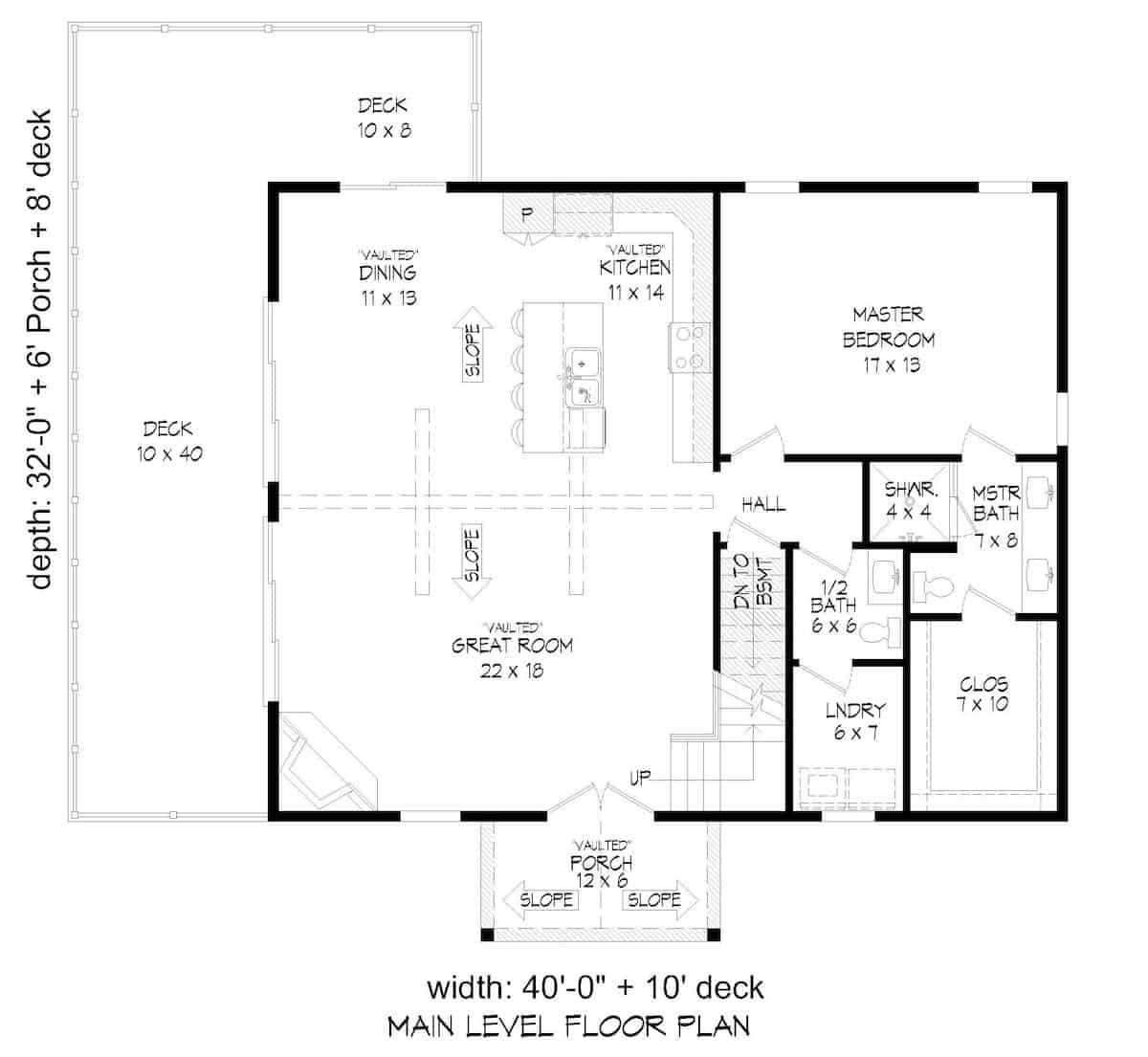 Main Level of A Frame Plan #196-1281