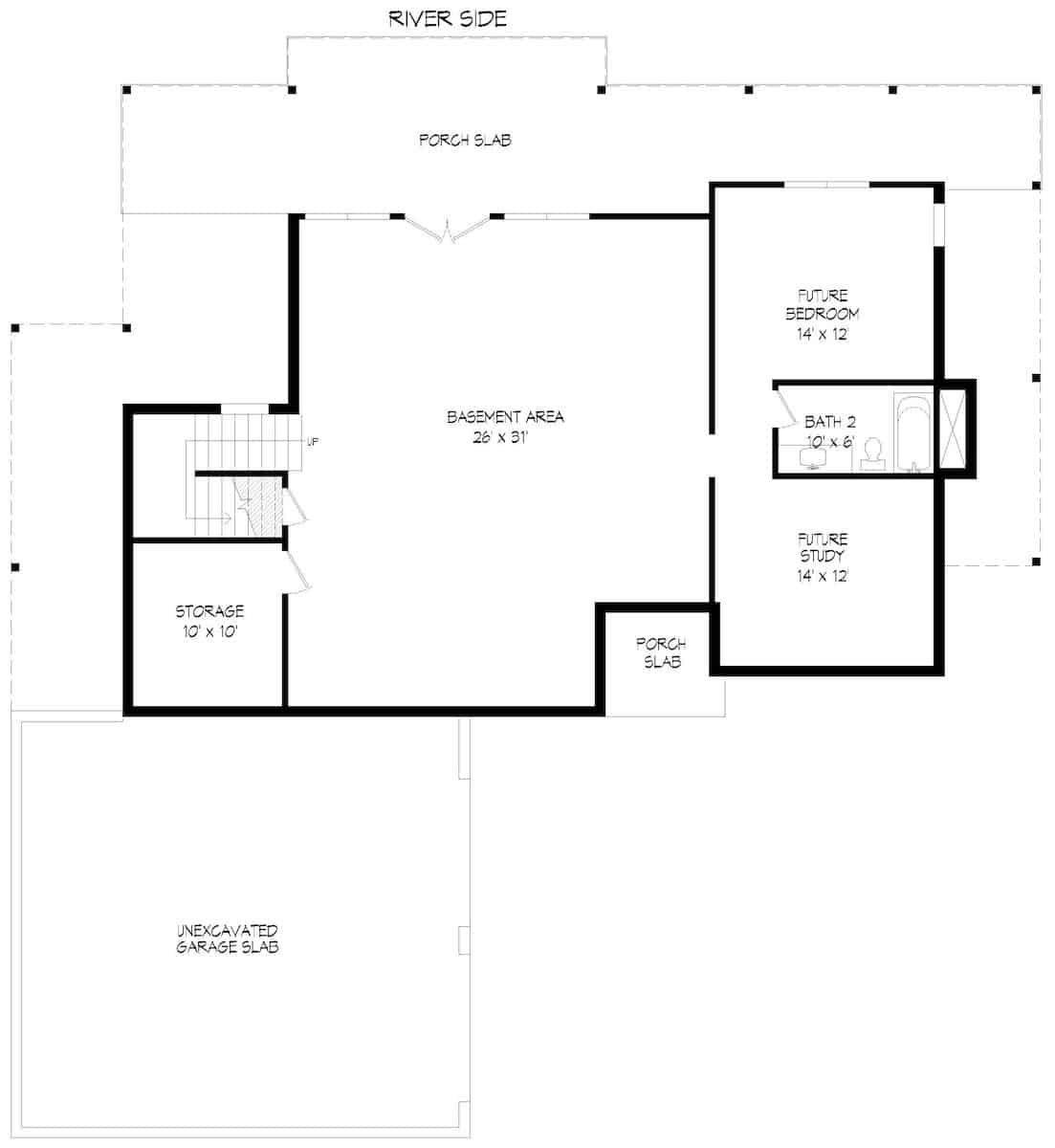 Basement of Contemporary Plan #196-1283
