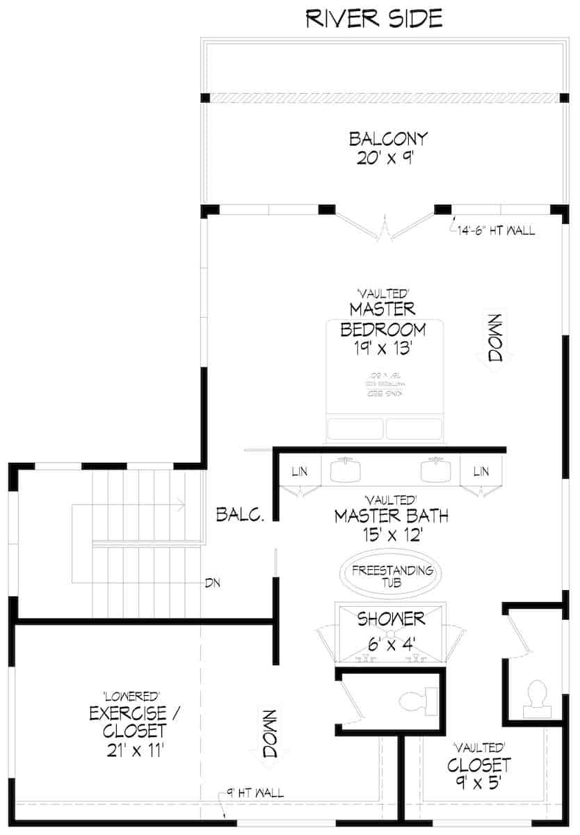 Upper Level of Contemporary Plan #196-1283