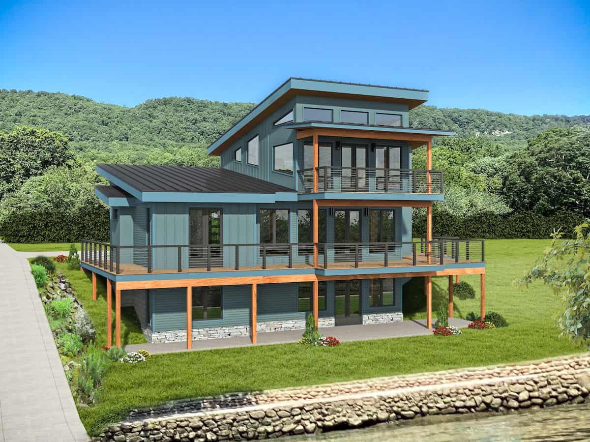 Rear View of this 3-Bedroom, 2318 Sq Ft Plan - 196-1283