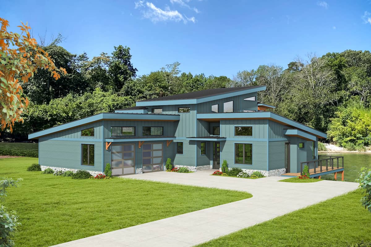 Contemporary style house design (ThePlanCollection: Plan #196-1283)