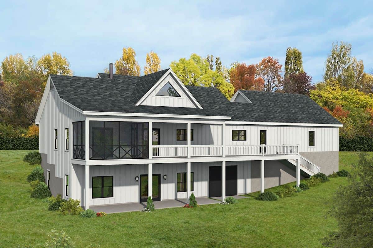 Rear View of this 4-Bedroom, 3321 Sq Ft Plan - 196-1284