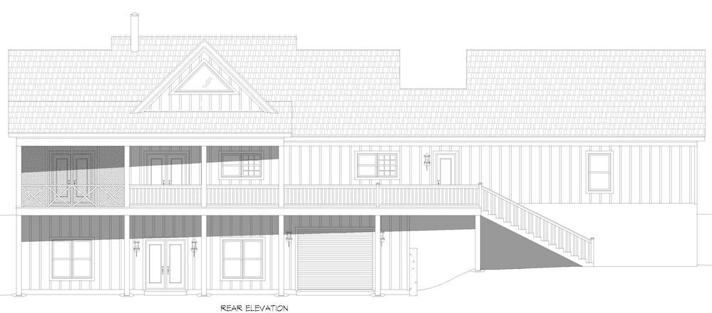Home Plan Rear Elevation of this 4-Bedroom,3321 Sq Ft Plan -196-1284