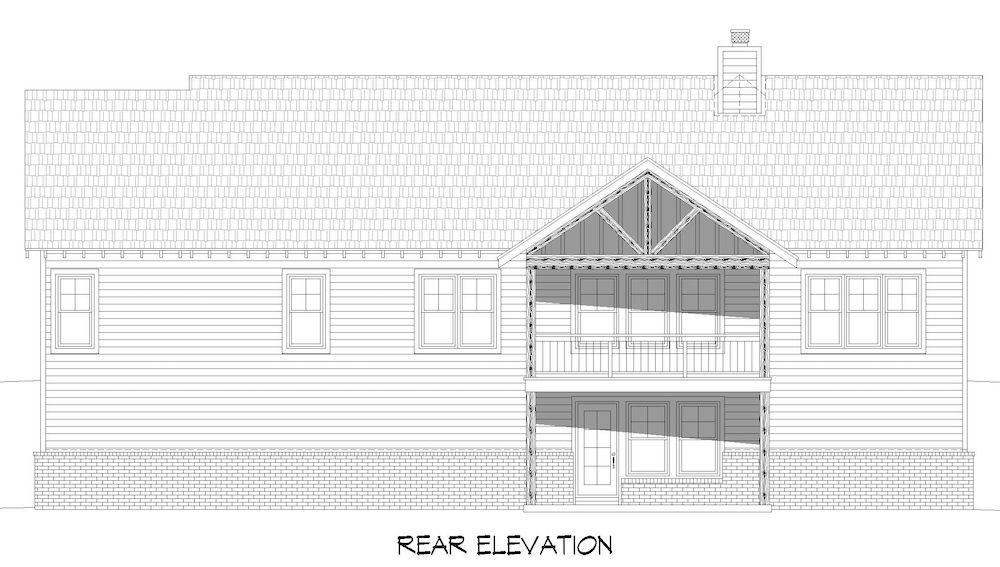 Home Plan Rear Elevation of this 4-Bedroom,2440 Sq Ft Plan -196-1286