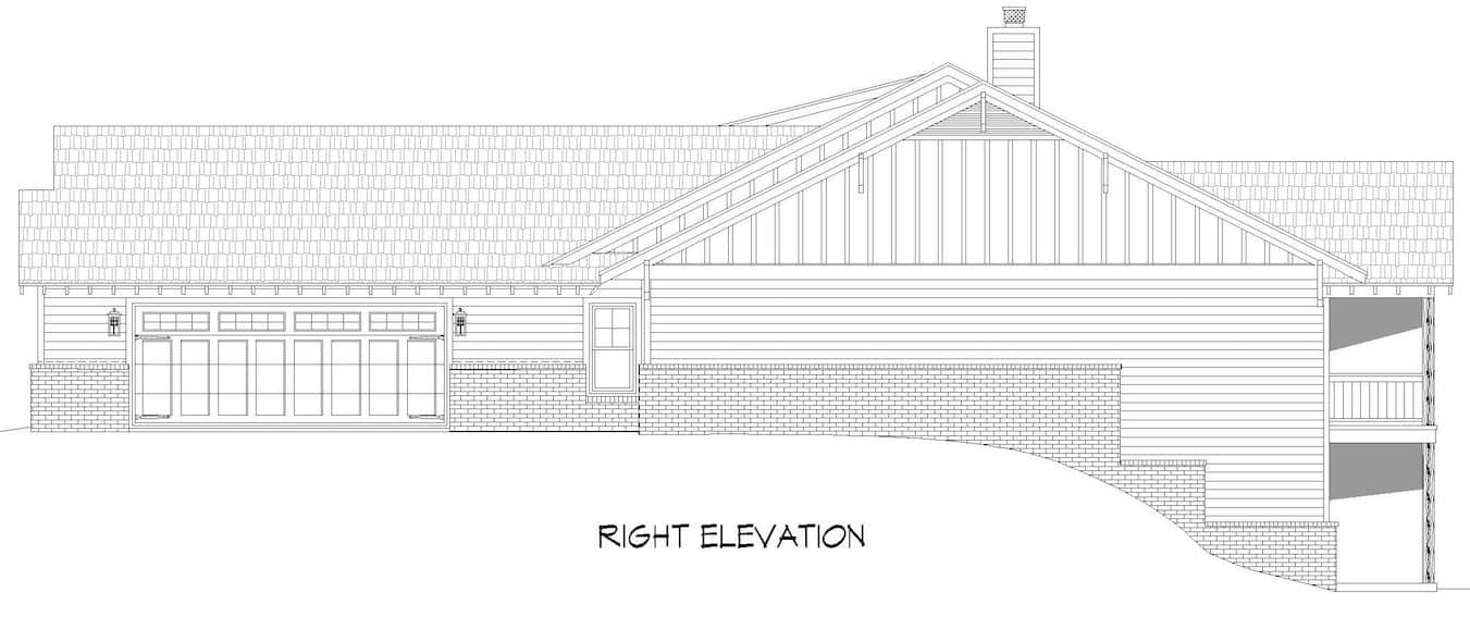 Home Plan Right Elevation of this 4-Bedroom,2440 Sq Ft Plan -196-1286
