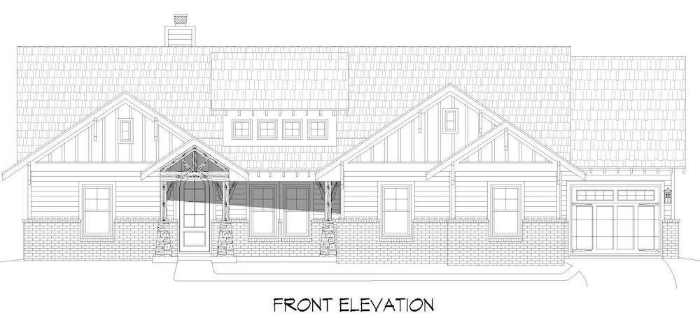 Home Plan Front Elevation of this 4-Bedroom,2440 Sq Ft Plan -196-1286