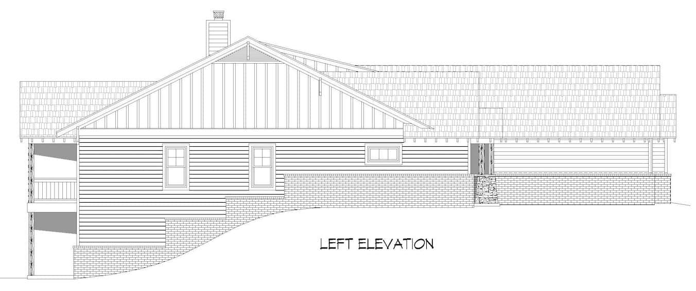 Home Plan Left Elevation of this 4-Bedroom,2440 Sq Ft Plan -196-1286